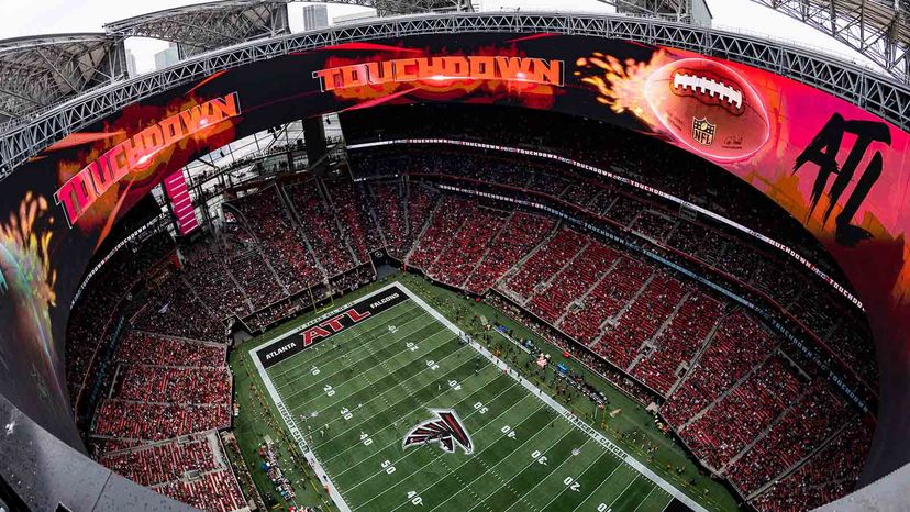 General view from the roof during the game against the Washington Football Team at Mercedes-Benz Stadium in Atlanta, Georgia on Sunday, October 3, 2021. (Photo by Brandon Magnus/Atlanta Falcons)