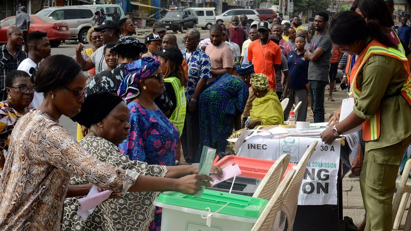 Voters line up in Lagos, Nigeria