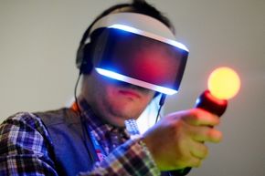 The Morpheus headset can be used in conjunction with the PlayStation Move controllers.