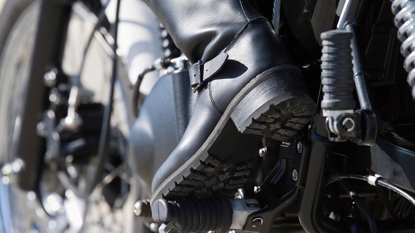 motorcycle boot on peda