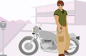 man and motorcycle illustration