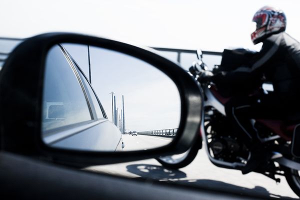 Motorcycle as seen from car