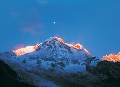 Moon over Mount Everest, Nepal