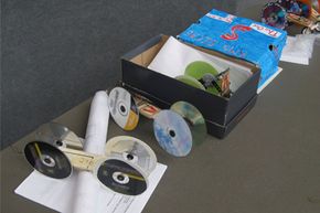 Assorted mousetrap cars used for the Southeastern Consortium for Minorities in Engineering (SECME) Olympiad