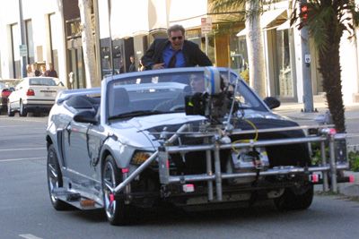 Camera rig attached to a car.