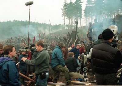 Film set of the movie Gladiator, being filmed at Bourne Wood.