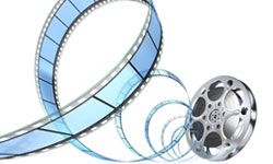 Motion picture film reel unraveling, (digitally generated)