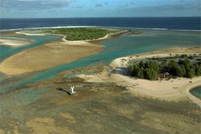 This deserted atoll 750 miles (1,207 kilometers) southeast of Tahiti was the site of some French underground nuclear tests in the 1990s.