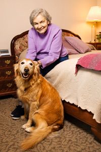 nursing home resident with dog