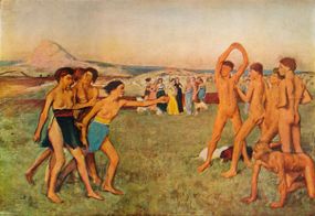 young spartans exercising oil painting by edgar degas