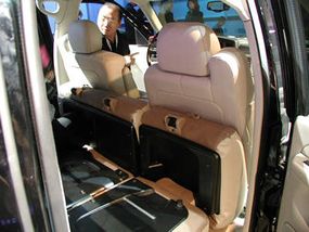 Inside the cab, the folded-over seats extend the bed floor.