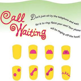 Paint the call waiting nail art idea in eight steps.