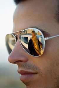 close-up of guy wearing sunglasses