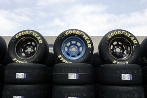 There's no tread on these tires -- they're Goodyear Racing Eagle slicks. If you look closely, you can see the data sticker, too.