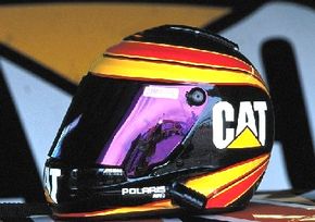 Most drivers wear a full-face helmet like this one.