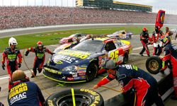 A NASCAR pit stop