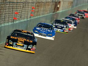NASCAR cars in the groove