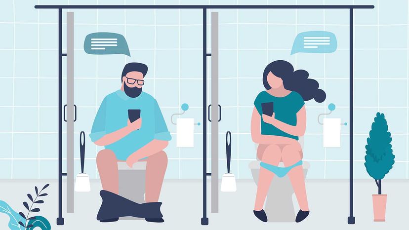 using cellphone in the bathroom