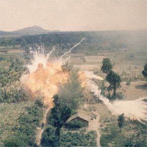 Napalm exploding in an area south of Saigon