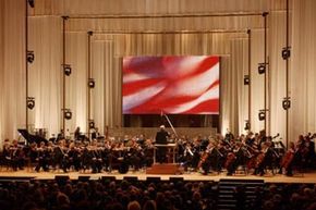 The National Symphony Orchestra performs at the Kennedy Center in Washington, D.C.