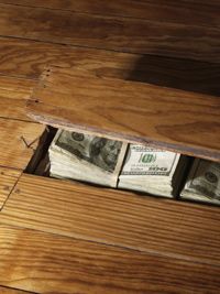keeping money under floorboard