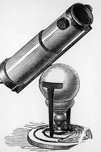 The reflecting telescope invented by Sir Isaac Newton in 1671. By using a curved mirror to reflect and focus the light, the length of the telescope was dramatically reduced.