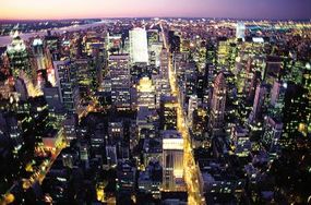  New York City Night Skyline Street Names Wall St