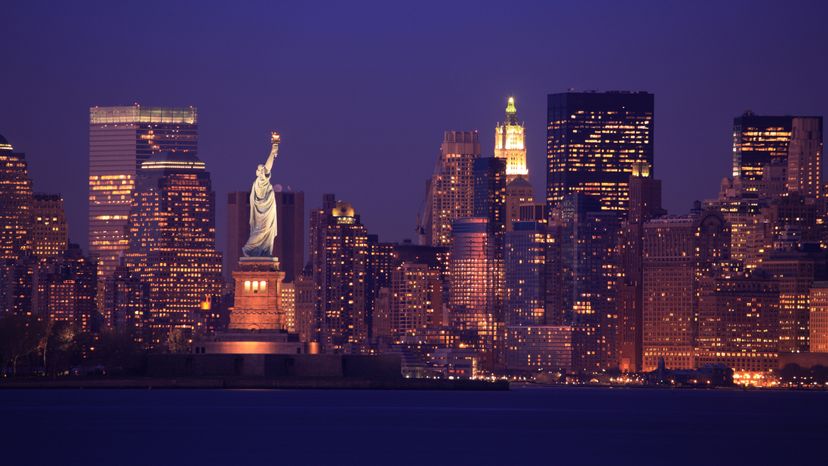 Statue of Liberty at Night in New York City, USA