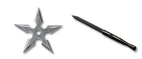 Modern ninja equipment: Throwing star and throwing spike