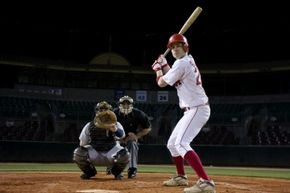 A baseball player up to bat.