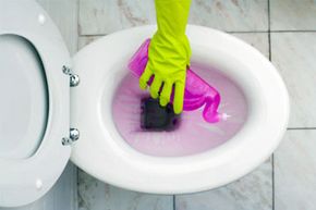 cleaning toilet