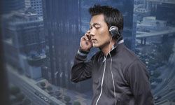 man with headphones on