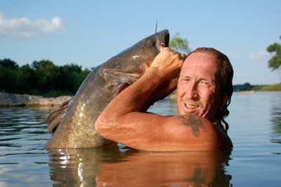 Man fishing alone outdoors.