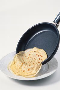 As long as you don't put too much effort into it, you can slide a pancake right from a nonstick pan onto a plate.