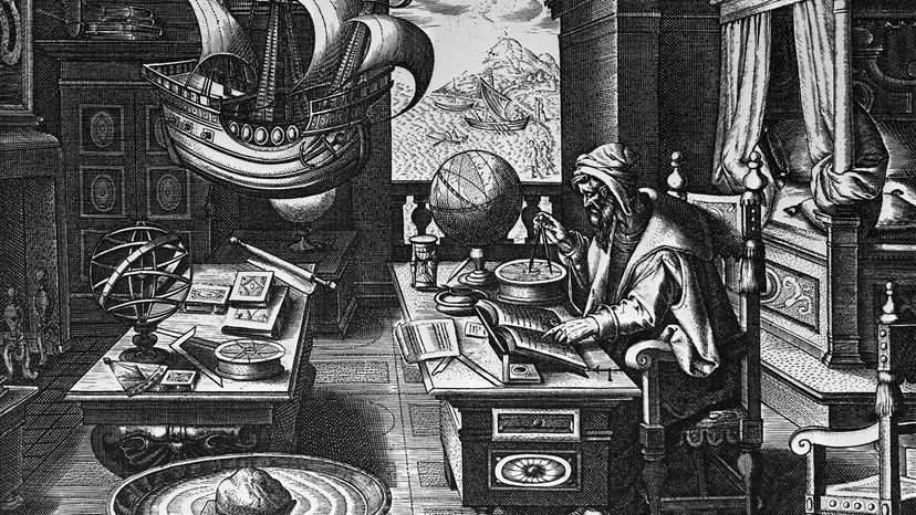 Nostradamus makes some astronomical calculations. 