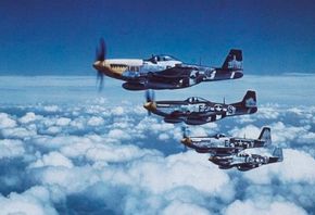 The drop-tank innovation gave the North American P-51 Mustang long-range capability. This made it ideal for bomber escort, which allowed a maximum number of bombs to hit targets, and bring the war to a conclusion. See more flight pictures.