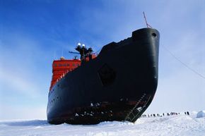 A Russian nuclear icebreaker carries tourists to the North Pole.