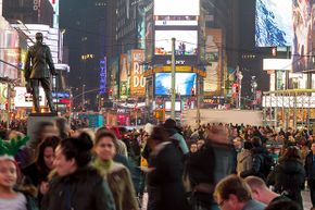 People flock to Times Square, New York City, for the New Year's Eve celebration. Yelling 'fire' in a place like this would probably not be protected by the First Amendment. Unless it were true.