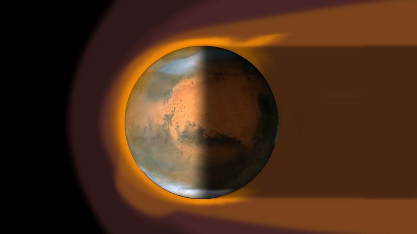 Artist's impression of Martian magnetosphere ESA