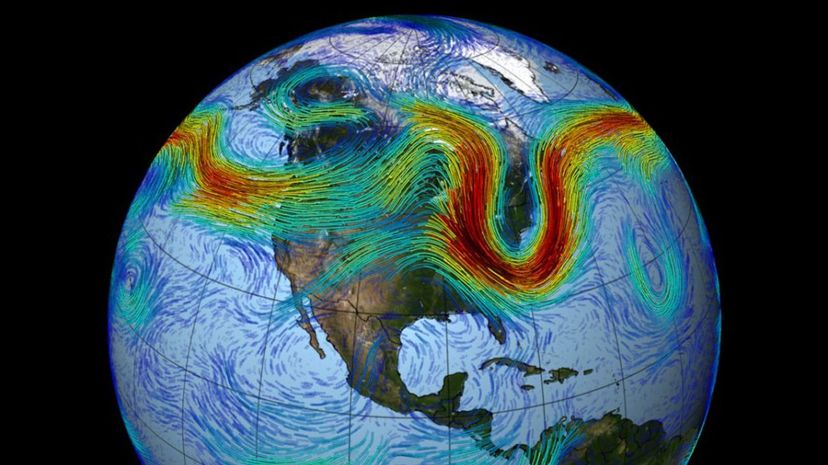 The Northern Hemisphere's polar jet stream is a fast-moving belt of westerly winds, and is created by the convergence of cold air masses descending from the Arctic and rising warm air from the tropics. NASA/Goddard Space Flight Center