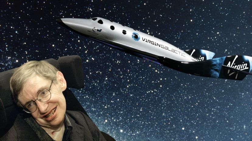 Stephen Hawking pictured with a prototype of Virgin Galactic's SpaceShipTwo Stan Honda/Sion Touhig/Space Frontiers/Getty