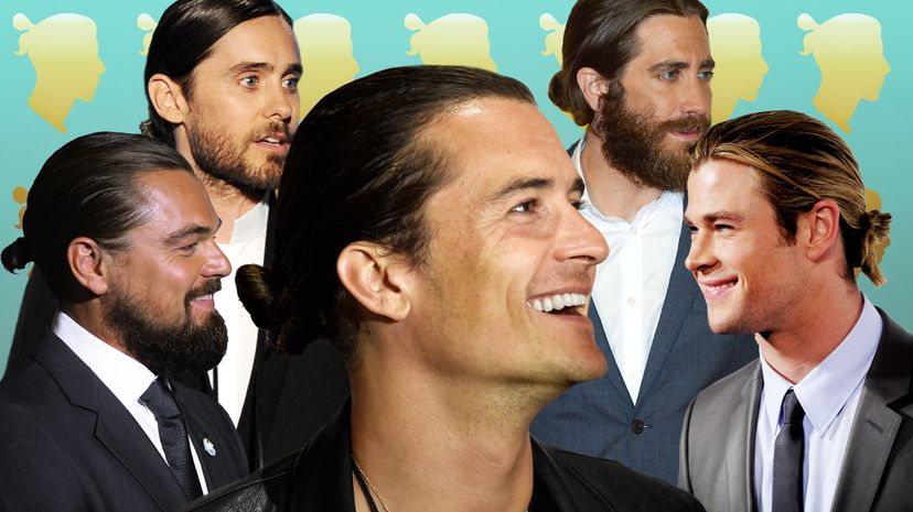 Standouts in the 'man bun' category include Orlando Bloom, Leonardo DiCaprio, Jared Leto, Jake Gyllenhaal and Chris Hemsworth. Andrew H. Walker/Frazer Harrison/Getty Images