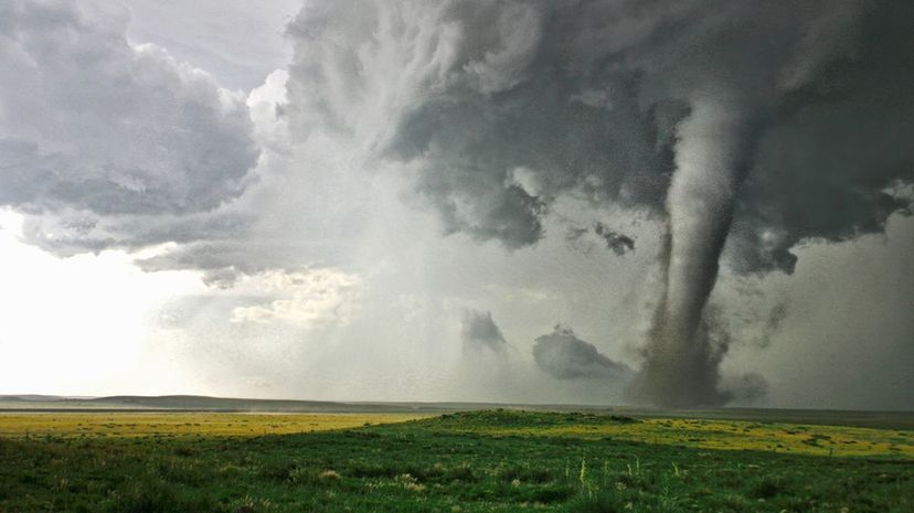 A tornado photographed near Campo, Colorado, touches down in a field of wildflowers. Cultura RM Exclusive/Jason Persoff Stormdoctor/Getty Images