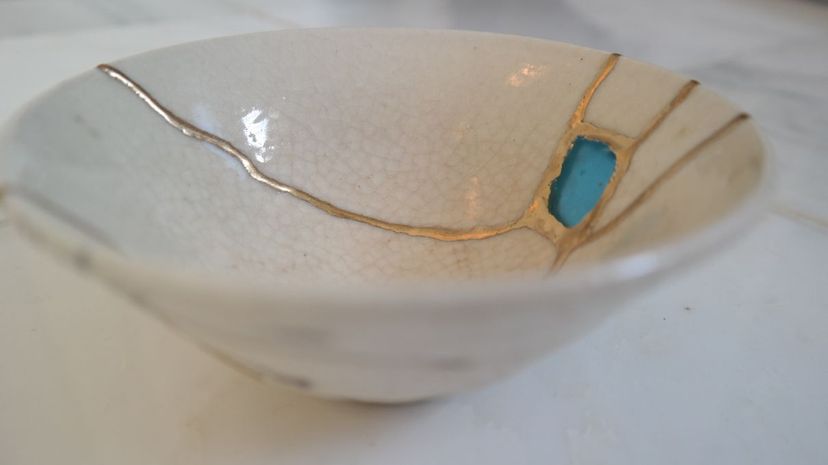 A bowl hand-crafted at Lakeside Pottery, one of the few studios in the U.S. that practices the ancient art of Kintsugi. Lakeside Pottery