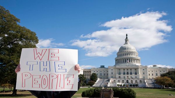 Protester outside U.S. Capitol