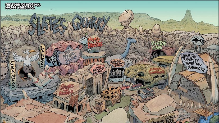 Bedrock, as reimagined by artist Steve Pugh, the artist behind "The Flintstones" reboot DC Comics