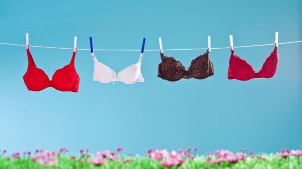 bras on a clothesline