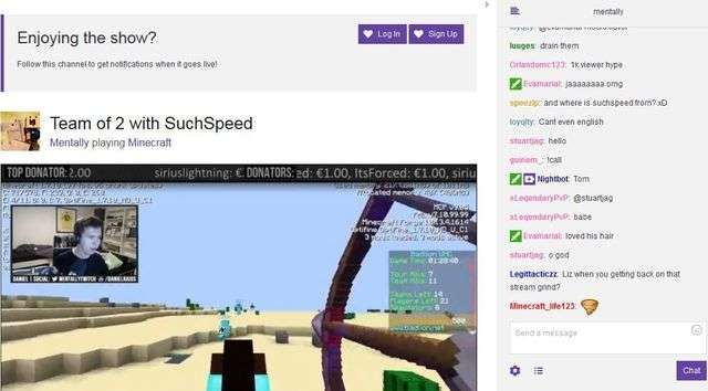 Twitch Broadcaster的屏幕截图在精神上玩Minecraft“border=