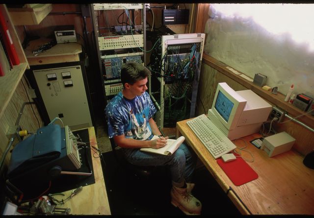 scientist monitors gamma ray data