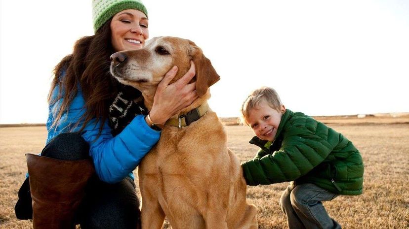 Mom, dog and kid